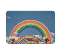 Beautiful World, tappetino da bagno con diatomea arcobaleno, assorbe l'umidità e lo sporco, zerbino con retro in gomma antiscivolo, adatto sotto la porta, per pavimento del bagno, vasca, doccia