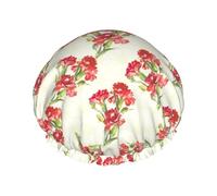 BeautifulCarnations - Cuffia per capelli da doccia, a doppio strato, con motivo floreale, riutilizzabile, impermeabile, grande, per donne, con fodera in PEVA e corda elastica