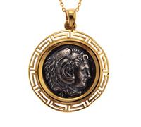 BeautifulGreekStatues Alessandro Magno Moneta Greca Grande Pendente d'Argento 925