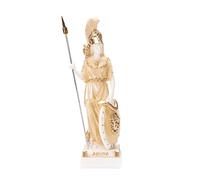 BeautifulGreekStatues Atena con gufo Medusa con scudo greco dea in alabastro statua oro 17,8 cm