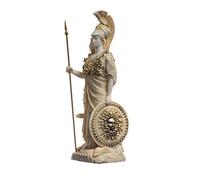 BeautifulGreekStatues Atena con gufo Medusa con scudo greco dea in alabastro statua oro 17 cm