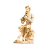 BeautifulGreekStatues Satiro Pan Panas Statua Greca Romana Fatta a Mano in Alabastro Oro Figura Maschile 12cm