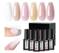Beautilux Builder Nail Gel Ricostruzione Unghie Kit, 5 in 1 HEMA-FREE Bianco Rosa Builder Base Gel, Autolivellante, Unghie Extension Rinforzatore Unghie Smalto Gel