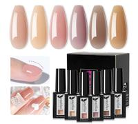 Beautilux Gel Ricostruzione Unghie Kit, 5 in 1 HEMA-FREE Marrone Costruzione Gel per Unghie, Autolivellante, Unghie Extension Rinforzatore Unghie Smalto Gel, Base Coat