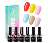 Beautilux HEMA-FREE Smalto Semipermanente per Unghie Senza-TPO, 6 Colori 10ml Rosso, Giallo, Rosa, Blu Soak Off Smalto Semipermanente Unghie per Manicure (SU25-02)