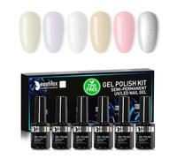 Beautilux Smalti Semipermanenti per Bianco Latte, 6 Pezzi 10ml Smalto Semipermanente Glitterato, Soak Off UV per Unghie Manicure