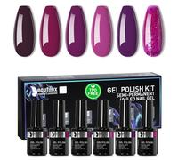 Beautilux Smalti Semipermanenti per Scuro Viola, 6 Pcs Smalto Semipermanente Scuro Viola Glitterato, Soak Off UV Smalto Per Unghie per Manicure 10ML