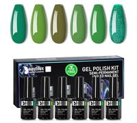Beautilux Smalti Semipermanenti per Verde, 6 Pcs Smalto Semipermanente Verde Scuro Verde Chiaro Glitter, Soak Off UV Smalto Per Unghie per Manicure 10ML