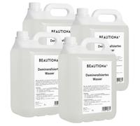 BEAUTIONA Acqua demineralizzata 4×5 L - Acqua distillata VE Secondo VDE 0510 - Senza calcare - per Batteria Auto, radiatore, Ferro da Stiro, umidificatore e Acquario