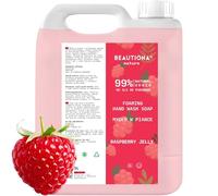 Beautiona Sapone 5L: sapone schiumoso con glicerina e olio di mandorle, idratante, per mani e corpo, pH neutro, 3 volte più efficace (5 l, profumo di lampone)