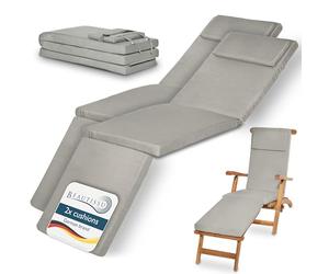 Beautissu 2x Cuscino per Sdraio da Esterno 175x45x5 cm LoftLux DC - Cuscini Imbottito da Giardino o Mare sfoderabile per Sedie Poltrone Giardino - Grigio Chiaro