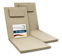 Beautissu 2x Cuscino per Sdraio da Esterno 200x60x5 cm Loft RL - Cuscino Sdraio da Giardino Sfoderabile Imbottito per Sedie e Lettini Prendisole - Natura