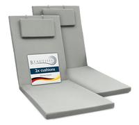 Beautissu 2x Cuscino per Sdraio da Esterno 200x60x5 cm Loft RL - Cuscino Sdraio da Giardino Sfoderabile Imbottito per Sedie e Lettini Prendisole - Grigio Chiaro