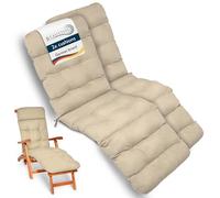 Beautissu 2x Cuscino Sdraio da Esterno 200x50x8cm Flair DC - Extra Comfort Imbottito Cuscino per Sedia a Sdraio a Dondolo e Poltrone da Giardino - Beige