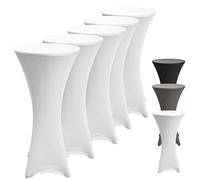 Beautissu 5x Tovaglia Rivestimento Elastico per tavoli da Bar & Cocktail Stella Ø80-85cm - Fodera Elastica tavolini per Eventi e Catering - Bianco