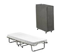 Beautissu Brandina Pieghevole con materasso singolo 90x200 cm Venetia - letto ospiti con doghe in legno - lettino pieghevole con fodera antipolvere protettiva - letto con ruote comodo e resistente