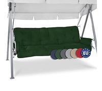 Beautissu Cuscini per dondoli e altalene da Giardino Flair HS - 180x50x8 cm - 2 braccioli e Un soffice Cuscino Grande - Verde Scuro