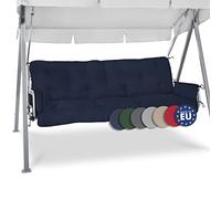 Beautissu Cuscini per dondoli e altalene da Giardino Flair HS - 180x50x8 cm - 2 braccioli e Un soffice Cuscino Grande - Blu Scuro