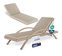 Beautissu Cuscini per sedie a sdraio da giardino Impermeabili 2pcs Cuscino per sdraio 190x60 cm Cuscino resistente alle intemperie ad asciugatura rapida Lavabile - Cuscini per sdraio giardino Beige