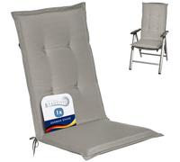 Beautissu Cuscini per Sedie da Esterno Sdraio Reclinabili Spiaggine Cuscino | 120x50x6cm grigio chiaro resistente e comodo da poltrone Anche schienale alto mobili giardino anima schiuma Loft HL