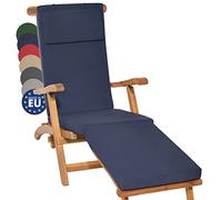 Beautissu Cuscino per Sdraio da Esterno 175x45x5 cm LoftLux DC - Cuscini Imbottito da Giardino o Mare sfoderabile per Sedie Poltrone Giardino - Blu