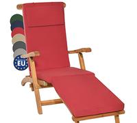 Beautissu Cuscino per Sdraio da Esterno 175x45x5 cm LoftLux DC - Cuscini Imbottito da Giardino o Mare sfoderabile per Sedie Poltrone Giardino - Rosso