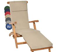 Beautissu Cuscino per Sdraio da Esterno 175x45x5 cm LoftLux DC - Cuscini Imbottito da Giardino o Mare sfoderabile per Sedie Poltrone Giardino - Avorio