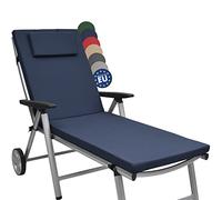 Beautissu Cuscino per Sdraio da Esterno 200x60x5 cm Loft RL - Cuscino Sdraio da Giardino Sfoderabile Imbottito per Sedie e Lettini Prendisole - Blu Scuro