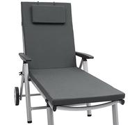 Beautissu Cuscino per Sdraio da Esterno 200x60x5 cm Loft RL - Cuscino Sdraio da Giardino Sfoderabile Imbottito per Sedie e Lettini Prendisole - Grigio Scuro