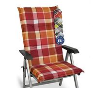 Beautissu Cuscino per Sdraio da Esterno per Sedie da Giardino e Poltrone | 120x50x6cm Rosso extra comfort colori resistenti ai raggi UV Cuscini schienale alto imbottitura sedia poltrona Sunny RO