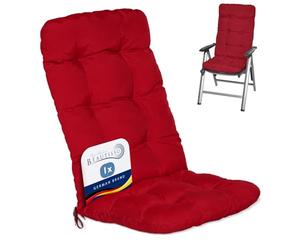 Beautissu Cuscino per Sedia a Sdraio Extra Comfort per sedie reclinabili | 120x50x8cm rosso per spiaggine e poltrone giardino imbottitura seduta poltrona esterno Flair HL