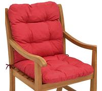 Beautissu Cuscino per sedie da Giardino Flair NL 100x50x8cm - Comoda e soffice Imbottitura - Morbido Cuscino per Interni ed Esterni - Ideale Anche per spiaggine - Rosso