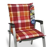 Beautissu Cuscino per sedie da Giardino Sunny RO Rosso 100x50x6cm - Extra Comfort - Colori Resistenti ai Raggi UV - Tessuto Robusto - Fissaggio Antiscivolo - Made in EU