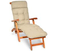 Beautissu Cuscino Sdraio da Esterno 200x50x8cm Flair DC - Extra Comfort Imbottito Cuscino per Sedia a Sdraio a Dondolo e Poltrone da Giardino - Beige