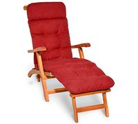 Beautissu Cuscino Sdraio da Esterno 200x50x8cm Flair DC - Extra Comfort Imbottito Cuscino per Sedia a Sdraio a Dondolo e Poltrone da Giardino - Rosso