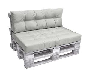 Beautissu Cuscino spalliera divano pallet ECO Elements 120x40x10-20cm - per divani con bancali di legno - grigio chiaro