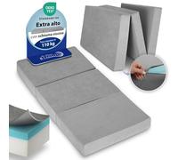 Beautissu Materasso pieghevole schiuma viscoelastica H3 lavabile spessore | 100x200cm grigio extra 14cm rigidità H3 letto per gli ospiti coperchio Livello fodera futon Premium XL