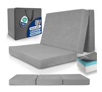 Beautissu Materasso pieghevole schiuma viscoelastica letto per gli ospiti | 140x200cm grigio spessore extra 14cm elevato comfort lavabile in orsa richiudibile sonno futon Premium XXL