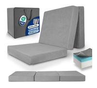 Beautissu Materasso pieghevole schiuma viscoelastica letto per gli ospiti | 80x200cm grigio spessore extra 14cm elevato comfort lavabile in orsa richiudibile futon Premium L
