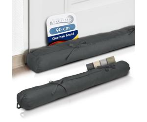 Beautissu Paraspifferi Imbottito per Porte e finestre con Laccio fermaporta | 90x10cm antracite con Pratica asola paravento porta d'ingresso salvacalore finestra Viento