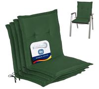 Beautissu Set 4 Cuscini per Sedie da Giardino Interni ed Esterni anche | 100x50x8cm verde scuro comoda e soffice imbottitura morbido cuscino ideale spiaggine schienale basso sedia schiuma Loft NL