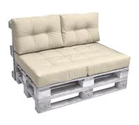 Beautissu Set da 2 cuscini mini per spalliera di divano in pallet ECO Elements 60x40x10-20cm - per bancali - beige