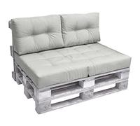 Beautissu Set da 2 cuscini mini per spalliera di divano in pallet ECO Elements 60x40x10-20cm per bancali - grigio chiaro
