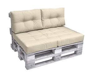Beautissu Set da 2 cuscini mini per spalliera di divano in pallet ECO Elements 60x40x10-20cm - per bancali - beige