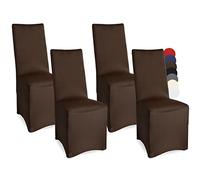 Beautissu Set da 4 Fodere coprisedia per Cerimonie, Catering, Eventi - Serie Leona - 45x90cm - Elegante Tessuto bielastico Öko-Tex Standard - Marrone