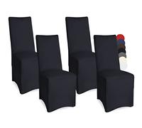 Beautissu Set da 4 Fodere coprisedia per Cerimonie, Catering, Eventi - Serie Leona - 45x90cm - Elegante Tessuto bielastico Öko-Tex Standard - Nero