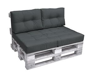 Beautissu Set di 1 cuscino per pallet, per esterni, 120 x 80 cm e 2 cuscini per schienale, 60 x 40 cm, per divano e pallet, per balconi e lounge grigio