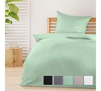 Beautissu Set di 2 Biancheria da letto Seersucker Copripiumino con cerniera