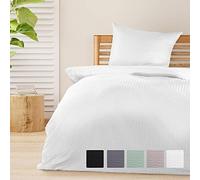 Beautissu Set di 2 Biancheria da letto Seersucker Copripiumino traspirante