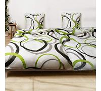 Beautissu Set di 2 Copripiumino Biancheria da Letto Singolo in 100% cotone | 155x220 con Federa Cuscino 80x80 dotato di cerniera renforcé pezzi chiusura lampo lenzuola Nina